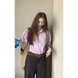 HelloooEat 通勤百搭纯色衬衫22026春秋法式经典款气质长袖上衣女