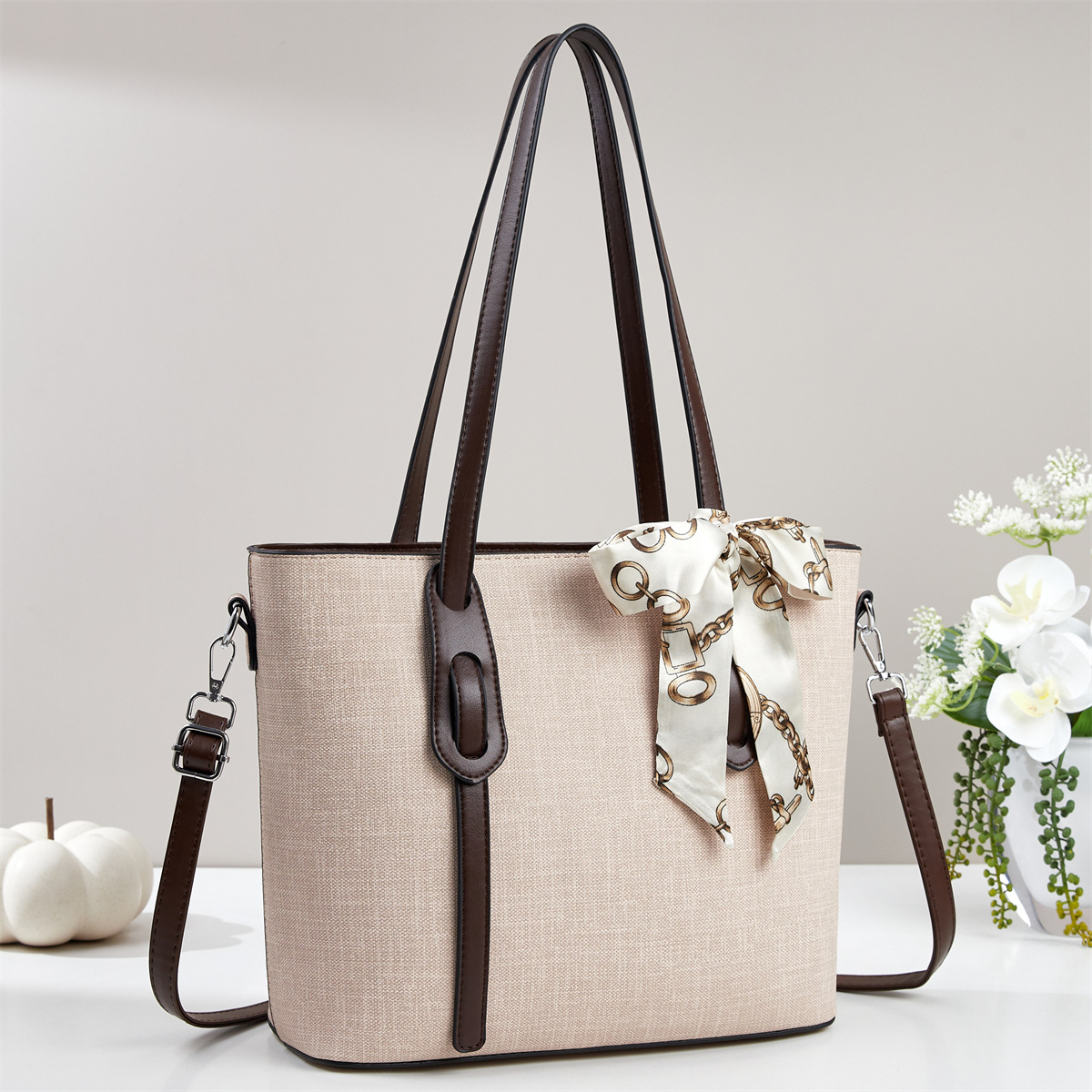 Buñuelo de seda decorado bolso de hombro de gran capacidad, bolso de mano, bolso de mano, bolso de mochila de moda casual, bolso de tote