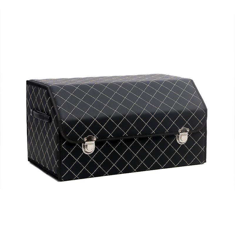Foldable car storage box, car trunk organizer, leather car storage organizer