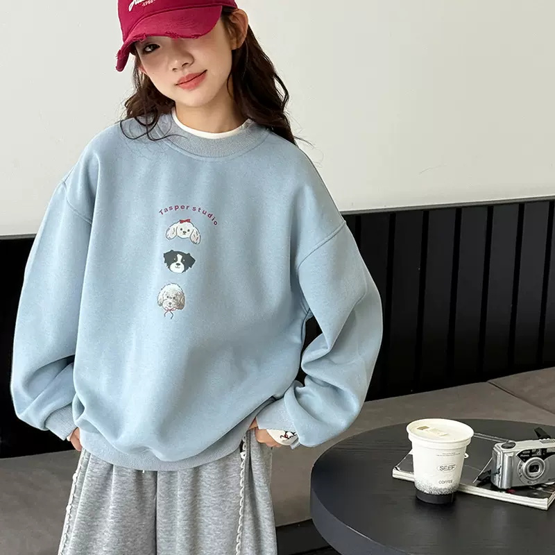 女童卫衣2025新款秋装儿童甜美百搭款上衣可爱印花女大童洋气上衣