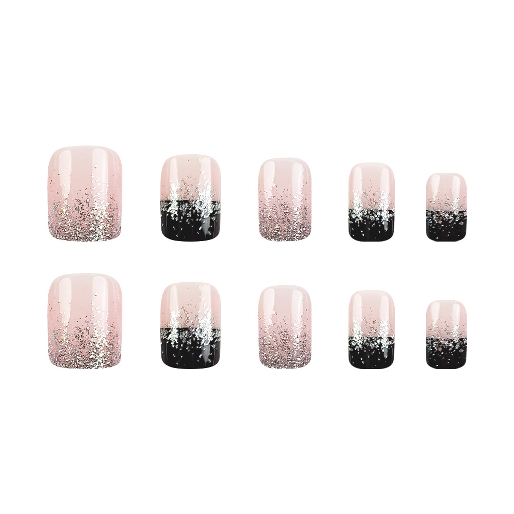 Los mejores vendedores de color desnudo, teñido de color, desgaste de uñas de cabeza cuadrada francesa, 24 piezas de uñas falsas, parches terminados. image 5