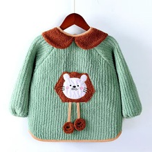 泰迪绒儿童罩衣男女宝宝防水防脏罩衣幼儿园围裙食饭衣倒褂画画衣