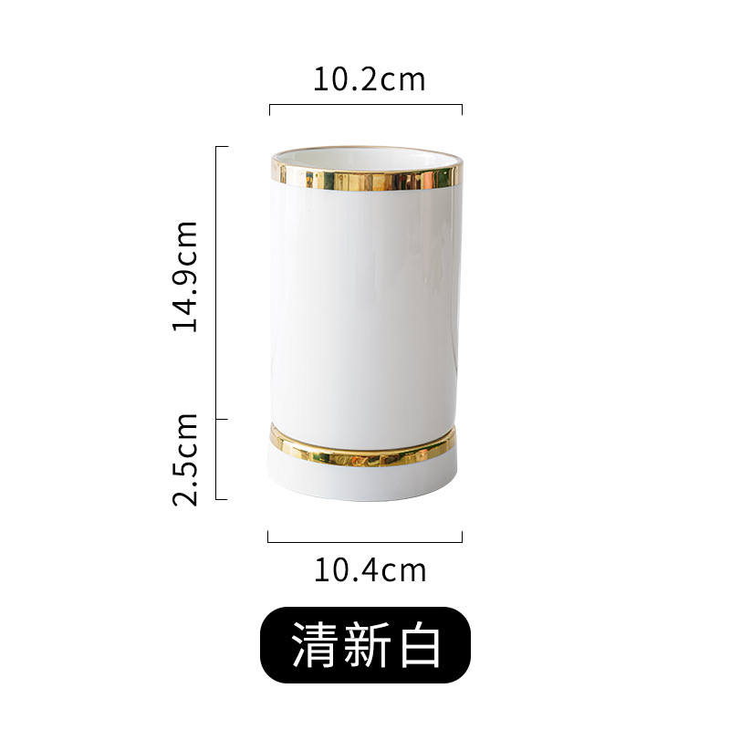 Nórdico borde dorado palillos de cerámica titular hogar a prueba de moho palillos jaula de almacenamiento estante creativo cocina vajilla cuchillo, tenedor y cuchara tubo de drenaje