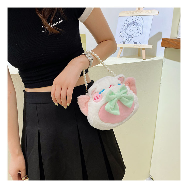 2022 New plush doll, cute Maneki Neko crossbody bag for girls, children's cartoon parent-child women's bag undefined