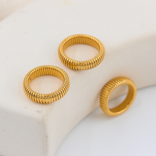 European and American simple ins style elastic telescopic snake ring stainless steel ring bracelet collar summer fresh jewelry set