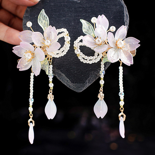 Hanfu Fairy princess Dress cosplay headdress step female rolled tassel clip palaeowind hair clip fairy maiden contracted ancient costumes hairpin