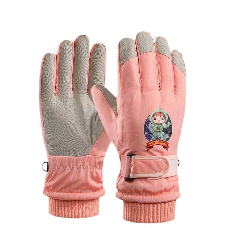 国境を越えた子供用手袋、スキー、サイクリング、冬用、男女学生向け、漫画風、かわいい、厚手、裏起毛、秋冬用、保温、卸売