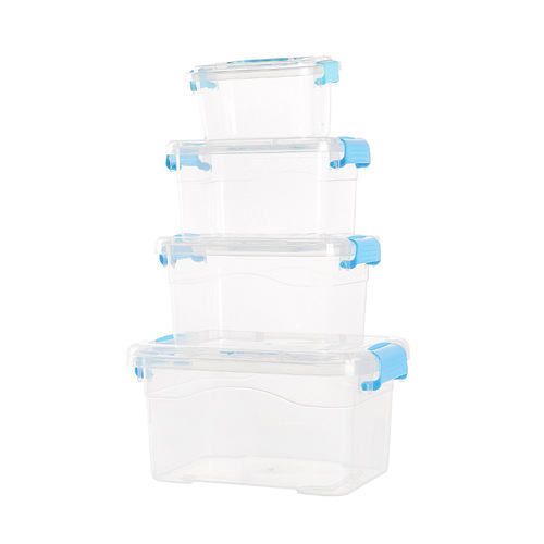 Portable thickened transparent storage box plastic container with lid storage box toy clothes organizer snack storage box