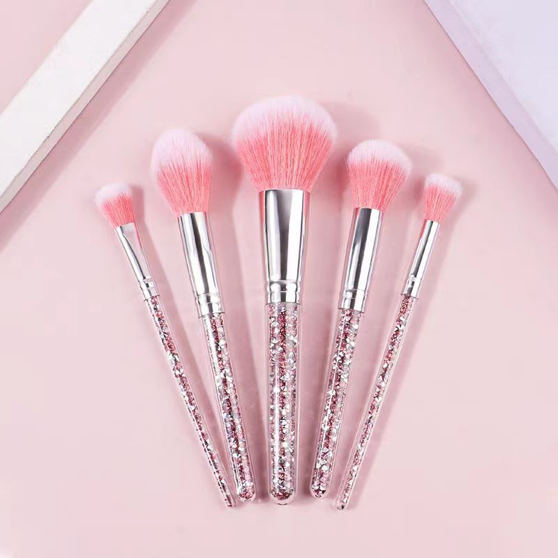 10 pinceles de maquillaje rosa de mango de diamante set blush eye shadow cepillo de cristal manejo de perforación interna cepillo de base eye shadow cepillo