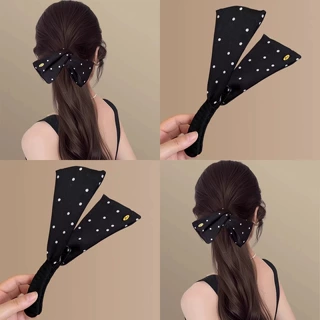 韩系缎面全包波点小翅膀香蕉夹女高级感半扎发头饰发卡气质发夹女