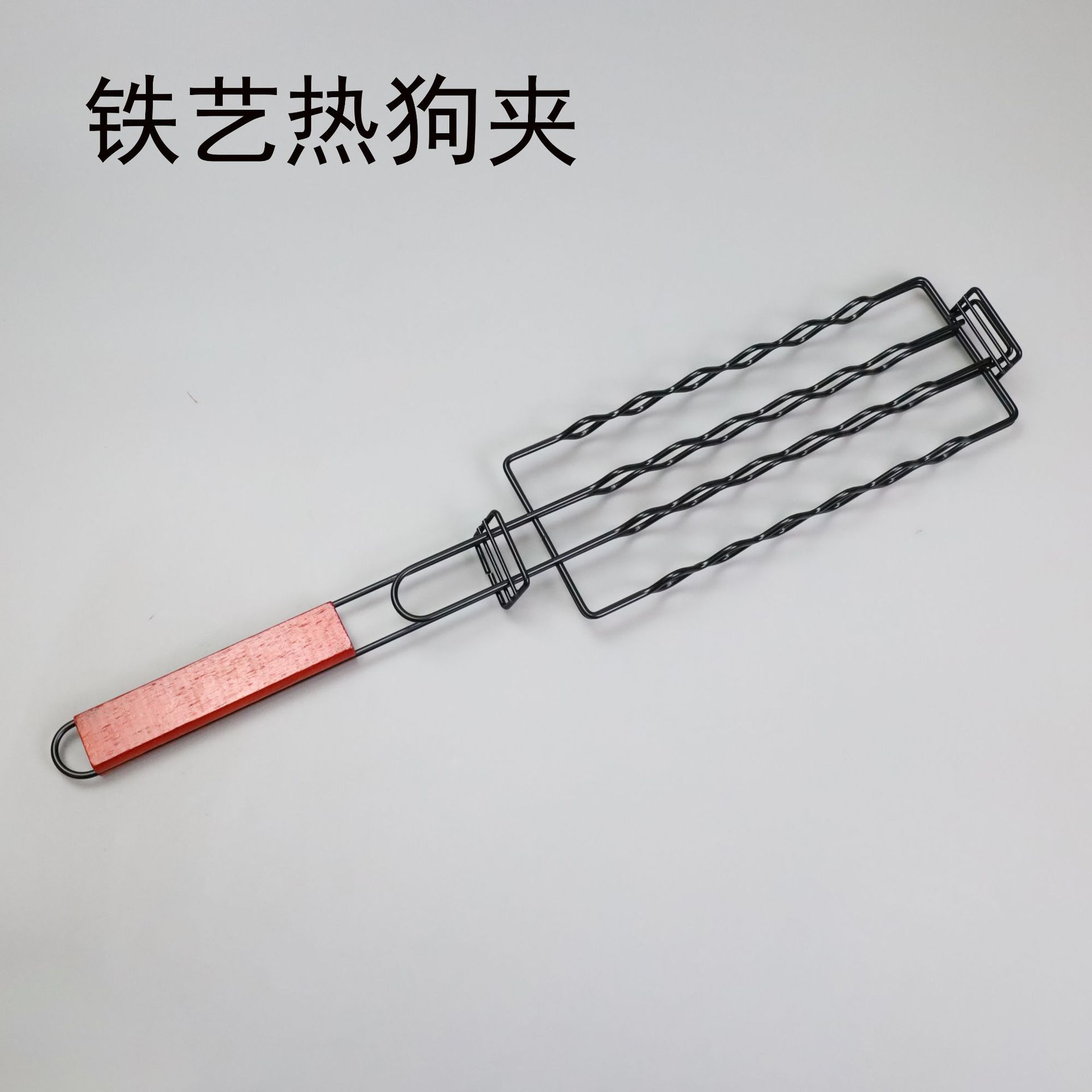 现货批发铁艺多功能烧烤工具火腿香肠烧烤网夹户外野营烧烤防烫夹