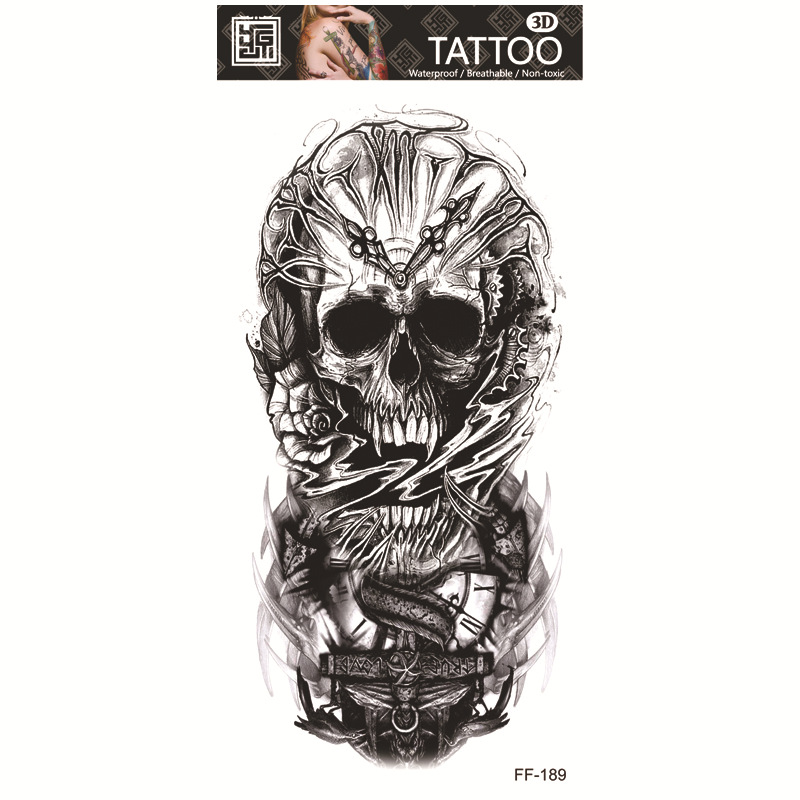 Yuanhua fábrica de pegatinas de tatuaje a prueba de agua en stock al por mayor cabeza de Lobo tótem texto árabe tatuaje pegatinas suministro transfronterizo