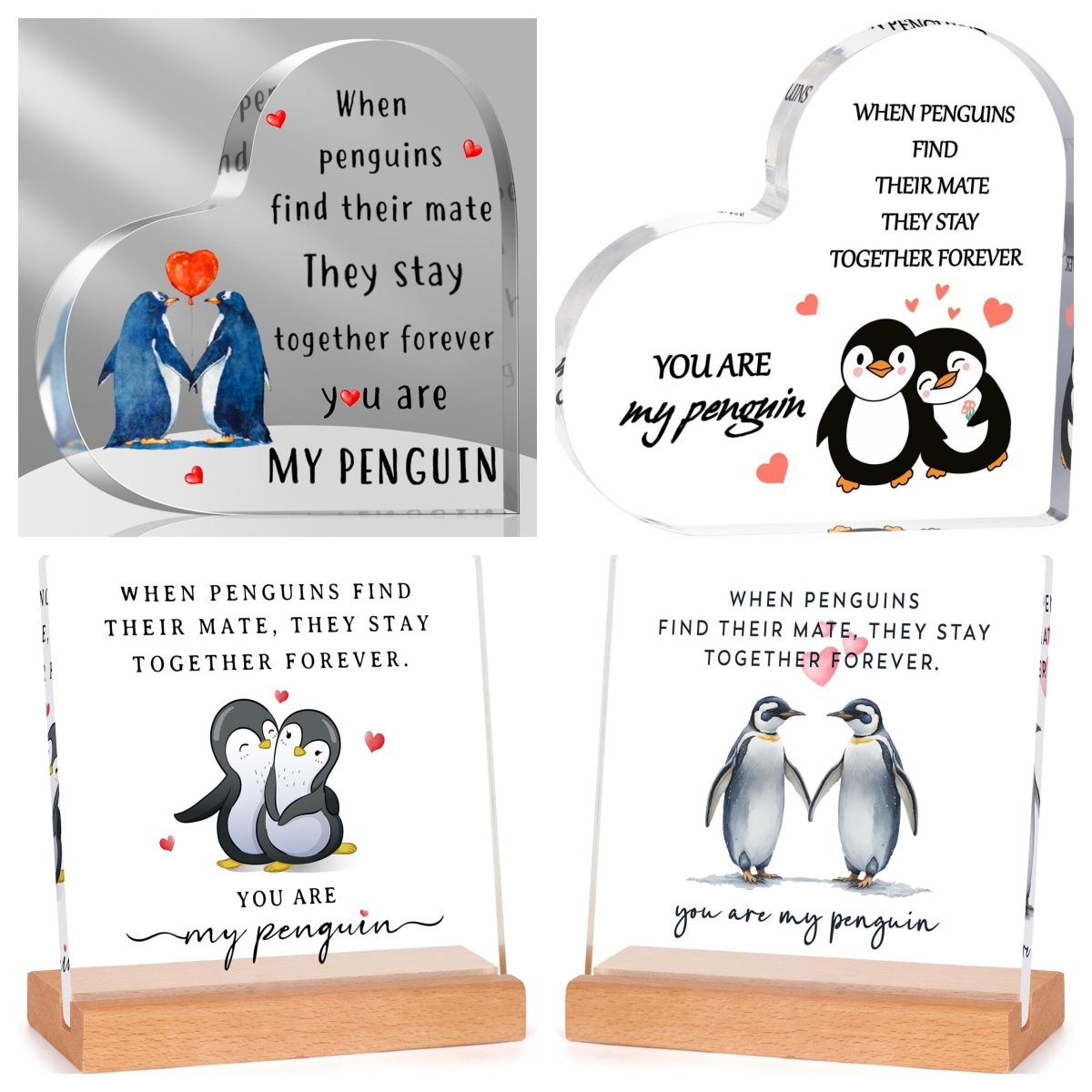 亚马逊跨境新品热卖企鹅系列亚克力摆件装饰品情人节母亲节礼品