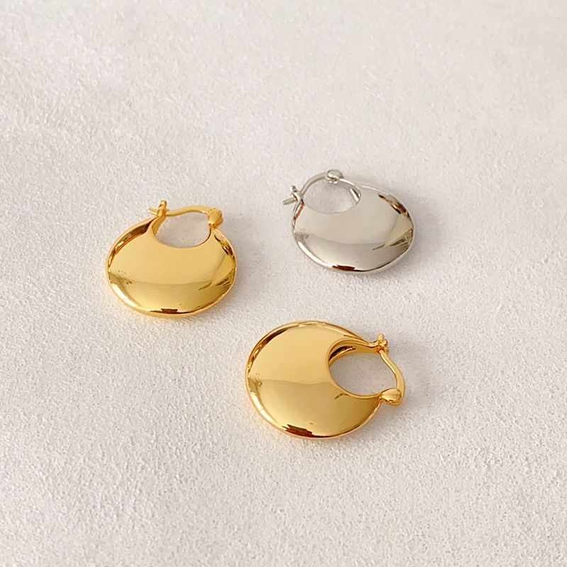 博主fever同款小眾設計銅鍍真金光面高級感輕奢時髦通勤百搭耳環