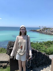 2025新款慵懒风薄款纯色外套女内搭背心夏季高腰休闲裤短裤三件套