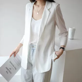 2026春夏季新款雪纺小西装外套女韩版宽松防晒衣中长款空调开衫薄
