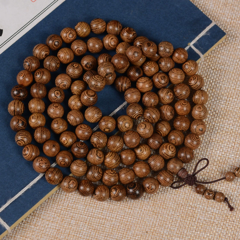 Rosary wooden bracelet, round walnut beads, sizes 6–15 mm, 108‑bead and bracelet options
