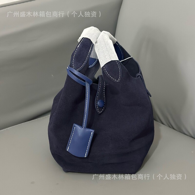 2025拉夫老钱风磨砂麂皮菜篮子跨境大容量复古水桶包手提斜挎女包|undefined