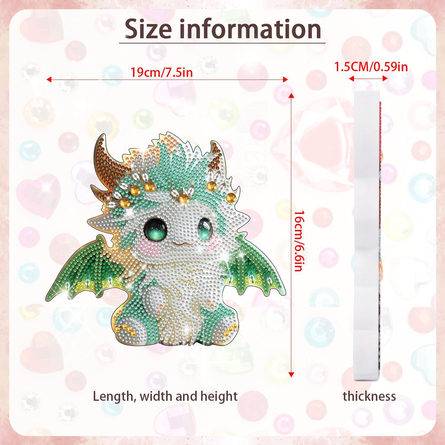 Pintura de diamantes 5D transfronteriza hecha a mano DIY, adorno de juguete de cartón tridimensional, dinosaurio de dibujos animados, pintura de diamantes para niños.