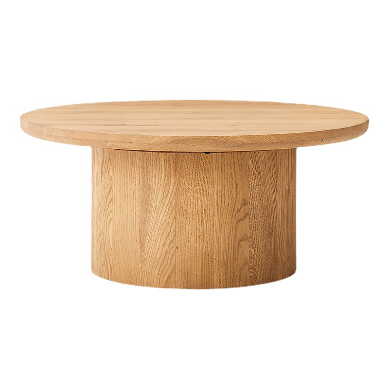 Mesa de centro redonda nórdica moderna y sencilla de madera maciza para sala de estar y dormitorio, mesa redonda para apartamento pequeño, muebles para el hogar, totalmente de madera maciza minimalista
