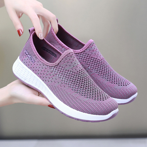 Cross-border mesh shoes for women  spring and summer new style middle-aged and elderly slip-on lazy casual shoes shallow mouth soft sole mother's shoes