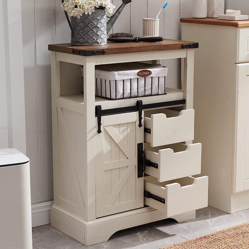 Amazon Cross-border Foreign Trade Barn Door Sideboard Kitchen Living Room Storage Drawer Storage Bedroom Storage Entrance Cabinet