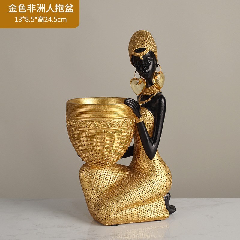 北欧创意复古非洲艺术女士雕像摆件设计师款家居客厅咖啡厅酒吧|undefined