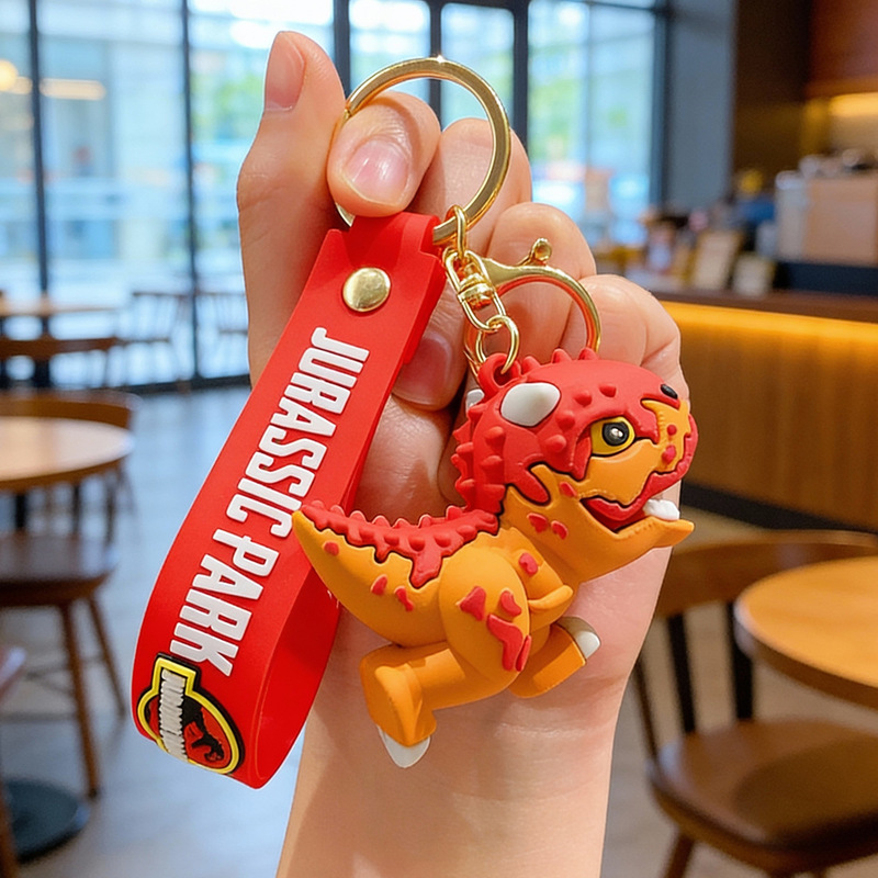 Cute Dinosaur Keychain Soft Rubber Pvc Pendant Children's Backpack Decoration Elementary School Students Realistic T-Rex Yiwu Wholesale