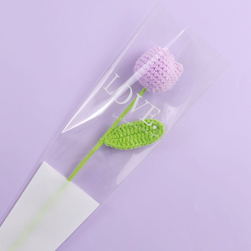 手工钩织仿真花束多彩毛线编织郁金香花枝创意装饰送女友闺蜜礼物|undefined