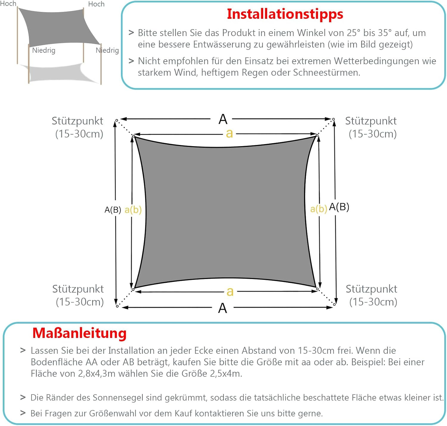 Waterproof Sunshade Sail, Sunshade and Rainproof Canopy, Rectangular Square Sunshade Cloth, Suitable for Outdoor Courtyards and Balconies