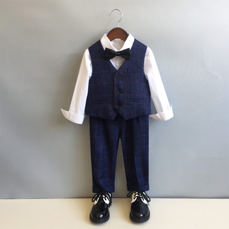 Children's suit and dress set new spring and autumn boys' performance clothes, children's English performance clothes, one for one year old