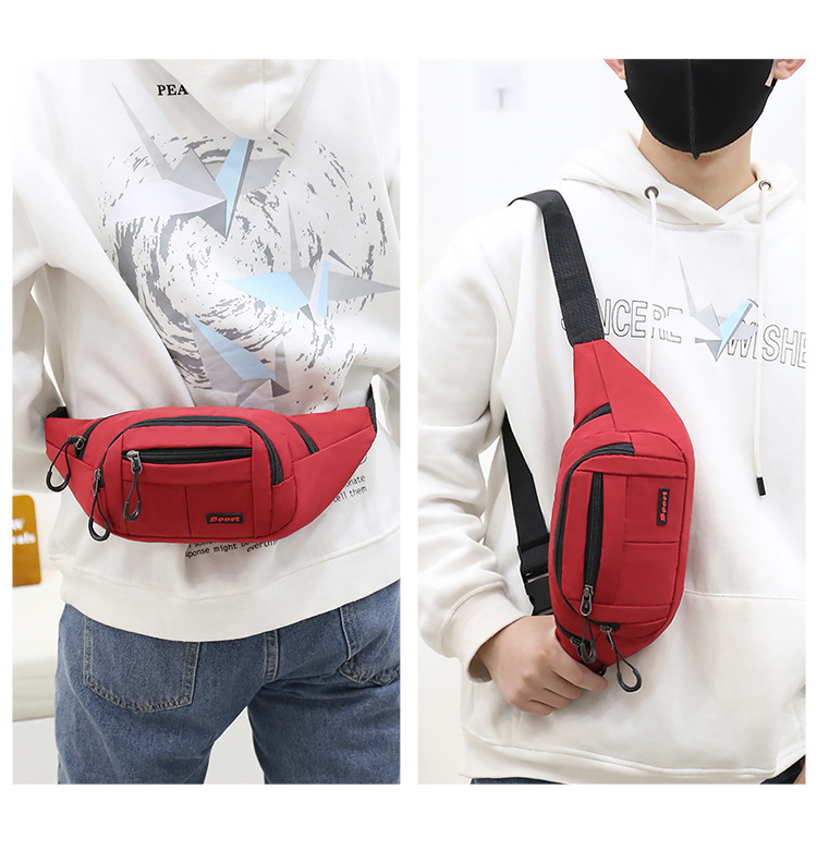 Nylon fashionable sports waist bag, multi-functional fitness crossbody chest bag, outdoor cycling close-fitting mobile phone anti-theft waist bag undefined