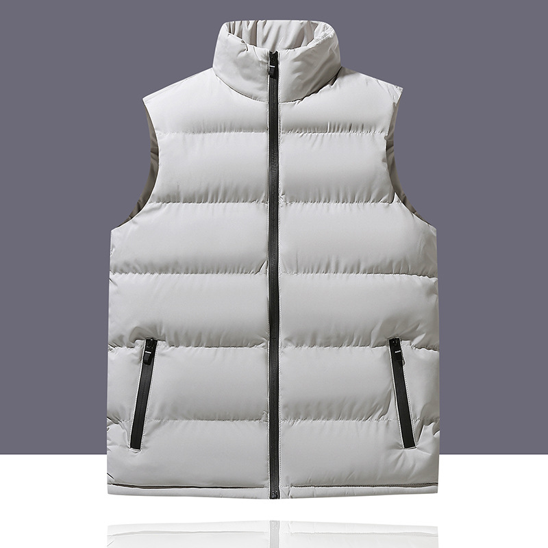 Invierno chaleco de algodón de pluma para hombres otoño y invierno ocio grueso chaleco caliente de cuello grande y chaqueta sin mangas de vello