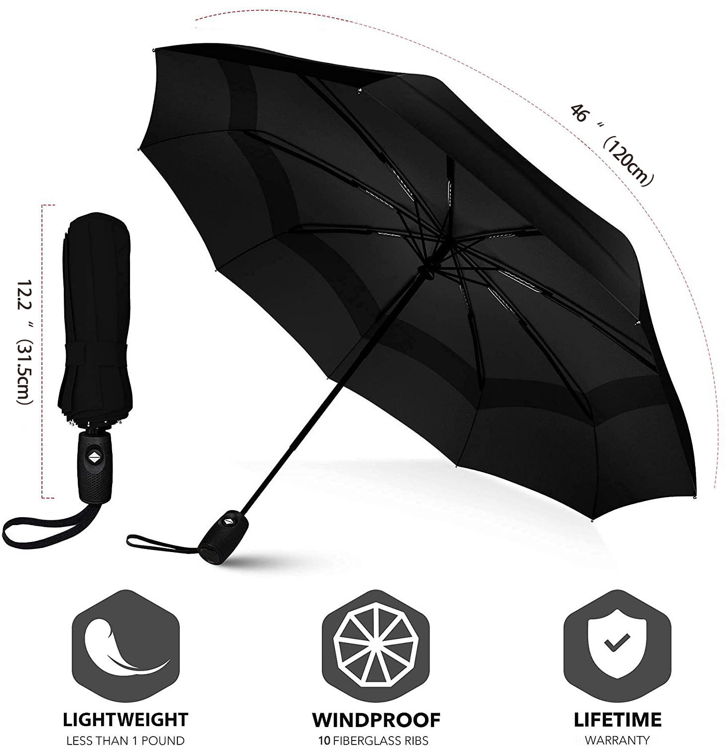 Amazon AliExpress transfronteriza Venta caliente automático tríptico paraguas plegable de viaje paraguas de regalo de publicidad de comercio exterior