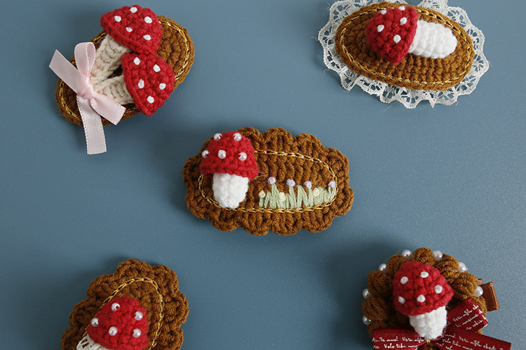 10g Weight Hair Clip Hair Accessories Type 1 Piece Quantity Casual, Daily Occasion yarn Material Mushroom Pattern All Seasons Season Women's Gender Cute, Sweet Style Cute Sweet Women's Mushroom Yarn Hair Clip 6