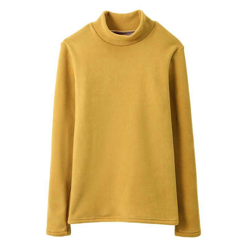 2025 новая осенне-зимняя женская рубашка с полуводолазкой на флисовой подкладке и утолщенным низом с облегающим кроем и теплым немецким бархатным топом с длинными рукавами