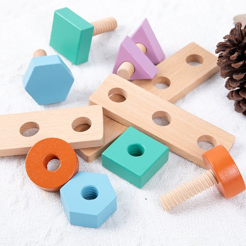 Wooden constructor, screw, toy for kindergarten, wholesale, 0-6 years