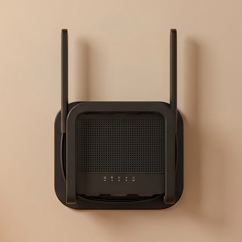 Black [plug-in router storage rack]