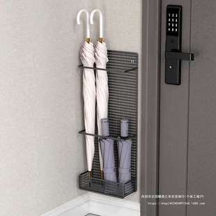 Wall-Mounted Umbrella Storage Rack with Holes for Commercial Use, Long-Handled Umbrella Door Rack, Bucket Placement for Home Use