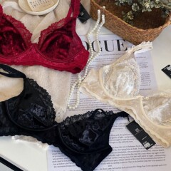 6923 丝绒内衣女小胸罩聚拢无钢圈蕾丝超薄文胸