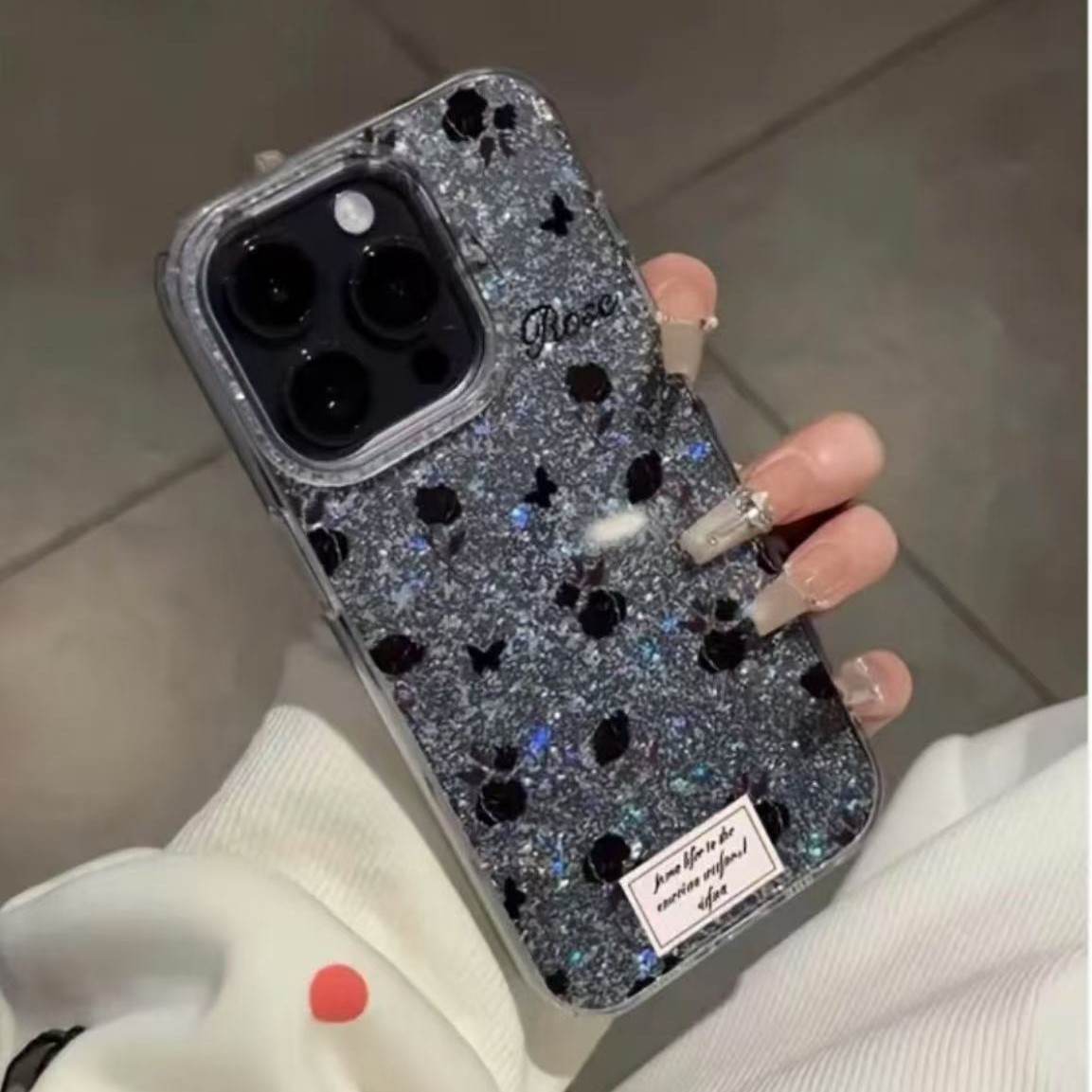 Funda para teléfono móvil iphone16pro aplicable nuevo japonés y coreano Apple 15 brillo de lámina de plata 14/13promax Europa y América 12