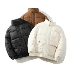 日系菱形格棒球领棉衣男冬季复古工装棉袄外套男冬款棉服男潮咖啡