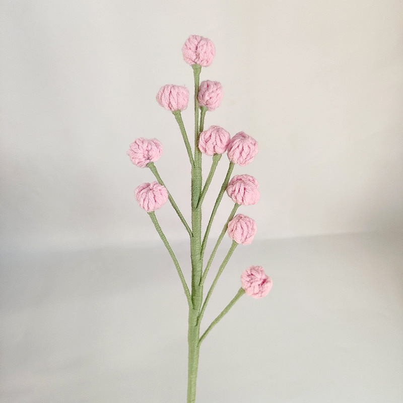 Ramo de flores eternas tejidas a mano multicolor acabado flor falsa Ramo de frutas pequeñas tejidas a todo fósforo de lana con hierba