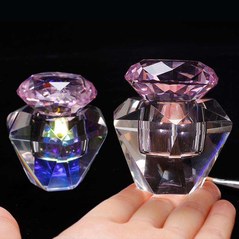 De gama alta de tipo de diamante de uñas Copa de Cristal exquisita de alta permeabilidad de Cristal Mágico líquido celebración pluma de lavado de la Taza de almacenamiento de la joyería