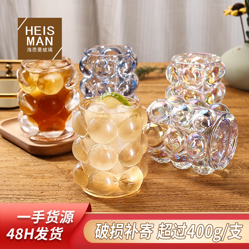High-quality glass cups, creative round fruit cups, glass pens, storage makeup cups, candle holders, candle cups with Haishman's stylish design
