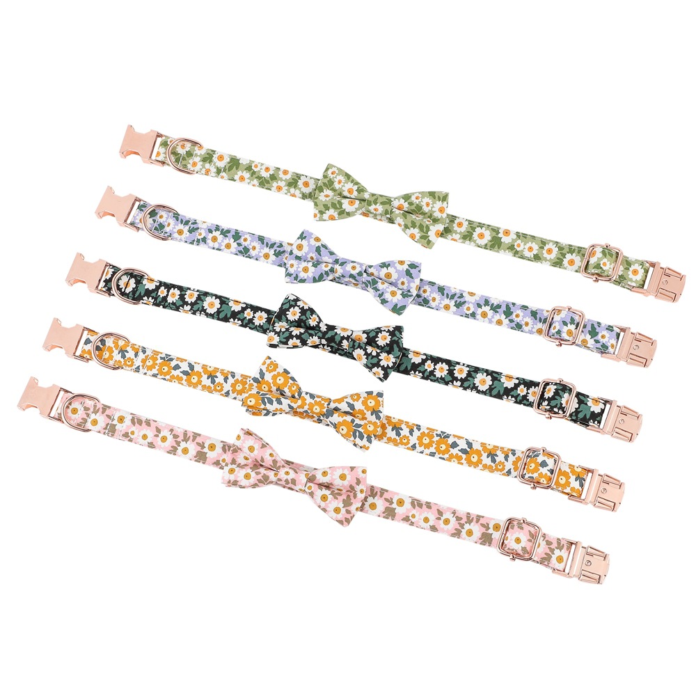Fabricantes de nuevos productos transfronterizos de aleación de algodón collar de perros arco de perros pequeños collares de flores de mascotas