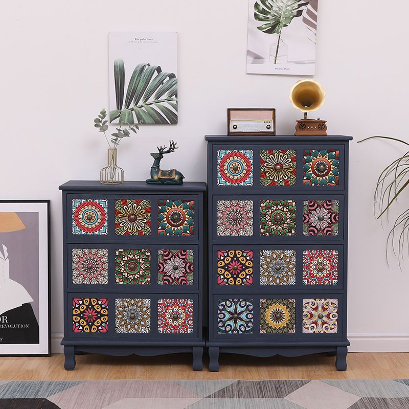 American solid wood drawer-style storage cabinet pastoral storage cabinet balcony multi-layer shelf cabinet bedroom painted cabinet