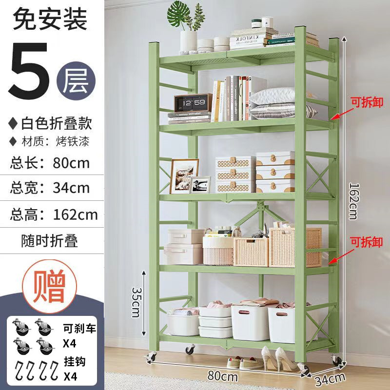 Estante plegable de instalación gratuita Estante para horno microondas de varios pisos de piso para cocina Estante de almacenamiento de bocadillos con hendidura extraíble