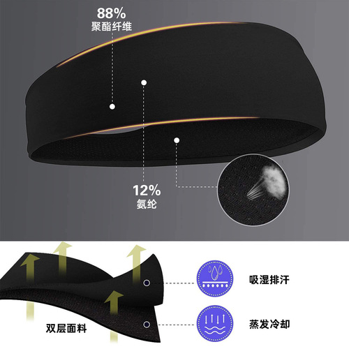 Basketball headband sports sweat-absorbent breathable yoga headband sweat-absorbent bandana headband anti-sweat band fitness headband for men