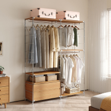 开放式衣柜衣架衣帽架日式卧室落地衣帽架步入衣帽间架子置物架